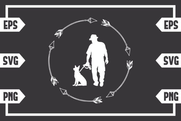 Arrows Circle and Guy with Dog