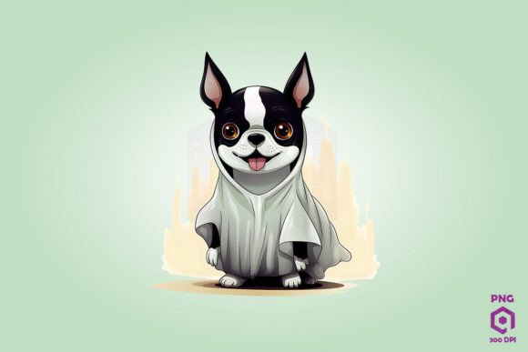 Boston Terrier in Ghost Costume 3
