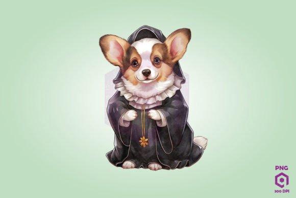 Corgi Wearing Nun Clothing