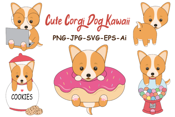 Cute Corgi Dog Kawaii Clipart