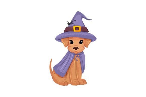 Cute Dog Wearing a Halloween Witch Costume