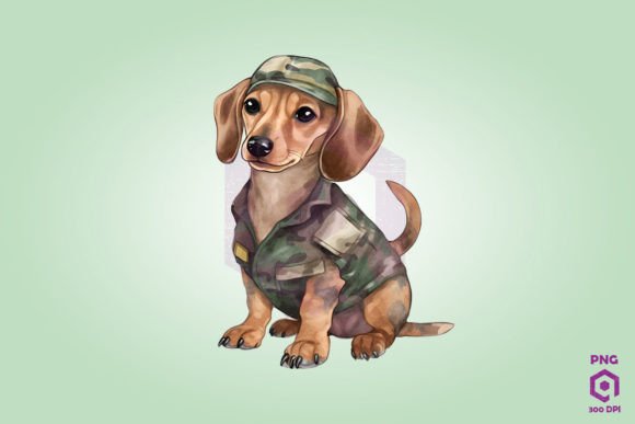 Dachshund Wearing ARMY Uniform