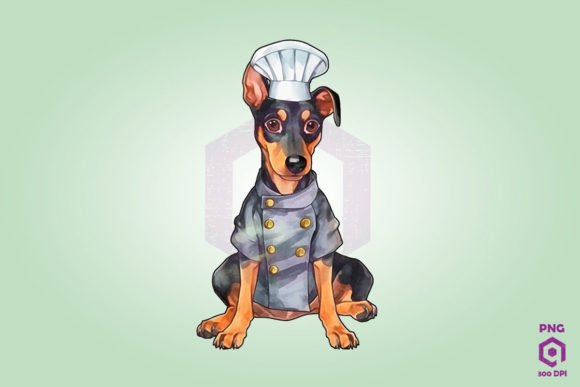 Doberman Pinscher Wearing Chef Suit