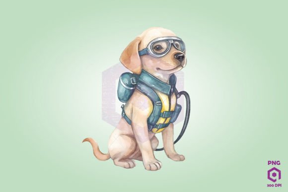 Labrador Retriever Wearing Diving Suit
