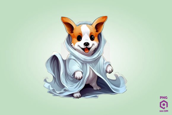 Pembroke Welsh Corgi in Ghost Costume 4