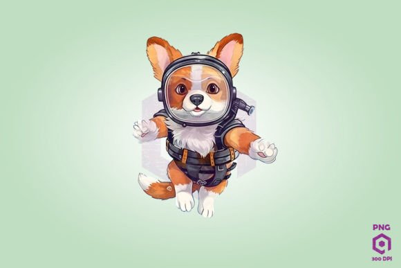 Pembroke Welsh Corgi Wearing Diving Suit