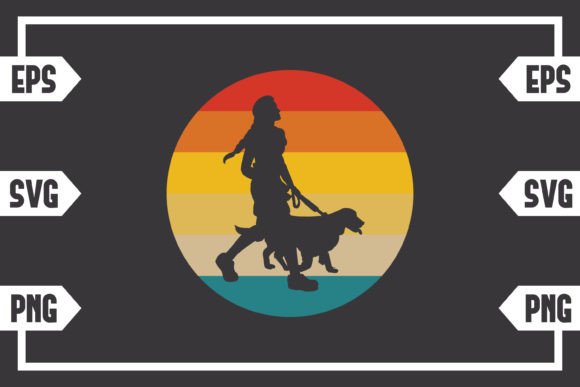 Retro Circle Female with Dog