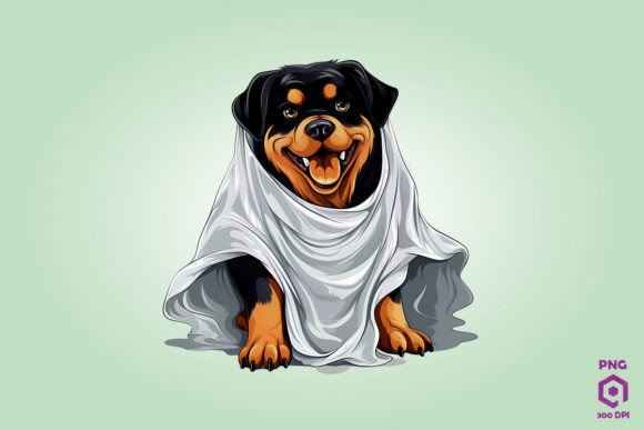 Rottweiler in Ghost Costume 1