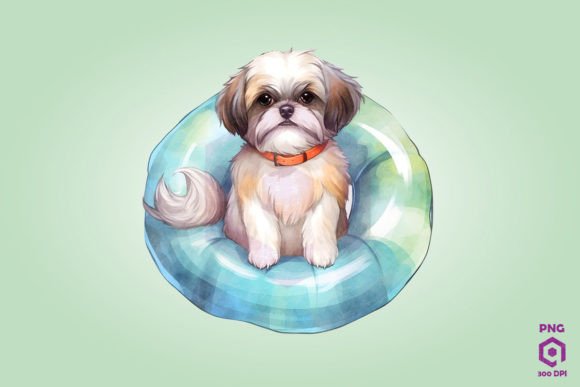 Shih Tzu Wearing Swim Float