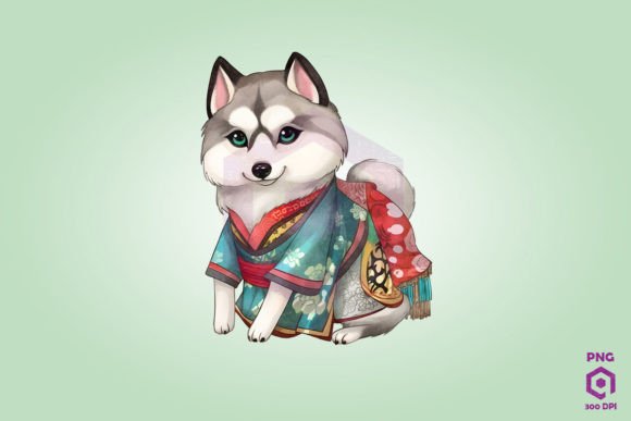 Siberian Husky Wearing Hanbok