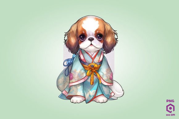 Spaniel Wearing Hanbok