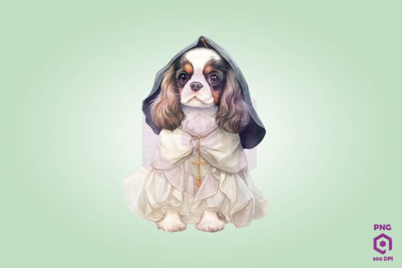 Spaniel Wearing Nun Clothing