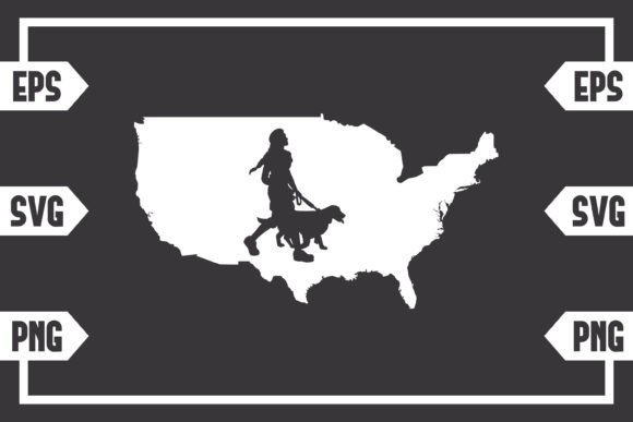 USA Map - Female with Dog