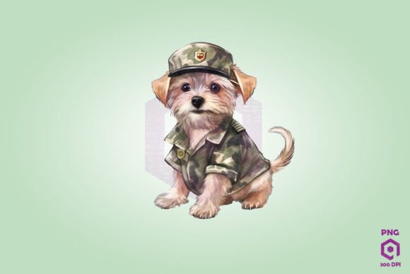 Yorkshire Terrier Wearing ARMY Uniform